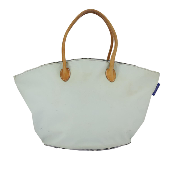 Burberrys Blue Label Tote Bag Nylon Leather Light Blue Brown Silver Auth ti2219 - Picture 3 of 16